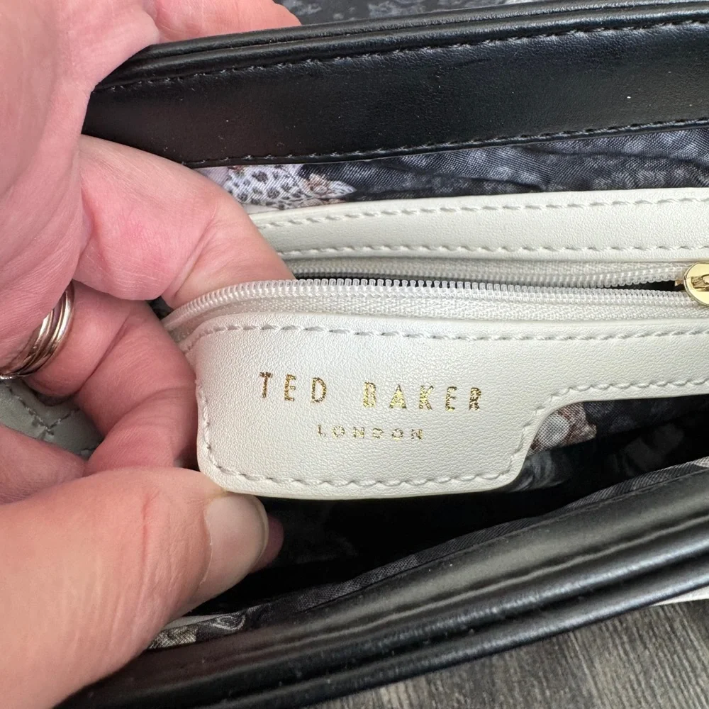 Ted Baker Black Floral Appliqué Satchel Crossbody Bag - Picture 11 of 16